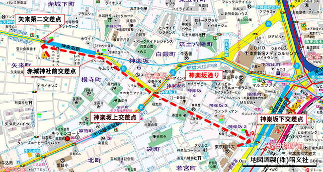 神楽坂通りの地図