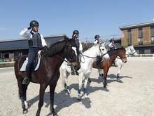 馬上で敬礼している写真