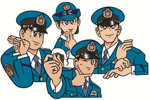 手話をしている警察官のイラスト