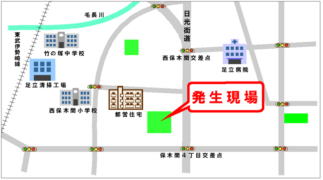 発生現場付近の地図画像