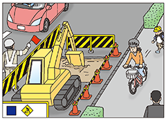 歩道を自転車で通行しているイラスト