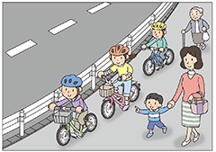 歩道上での自転車通行のイラスト