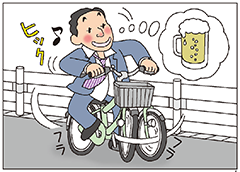 自転車での飲酒運転を禁止するイラスト