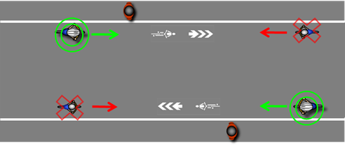 路側帯のある道路の場合の通行方法図例