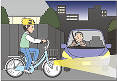 「夜間にライトを点灯」の画像