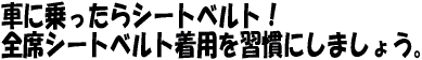 車に乗ったらシートベルト！全席シートベルト着用を習慣にしましょう。