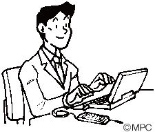 パソコンを使用する男性のイラスト