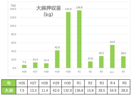 大麻押収量グラフ