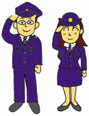 敬礼をする男性警察官と女性警察官のイラスト