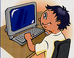 パソコンをする子供のイラスト
