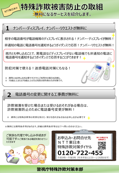 特殊詐欺被害防止の取組のチラシ