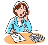電話しながらメモを取っている女性のイラスト